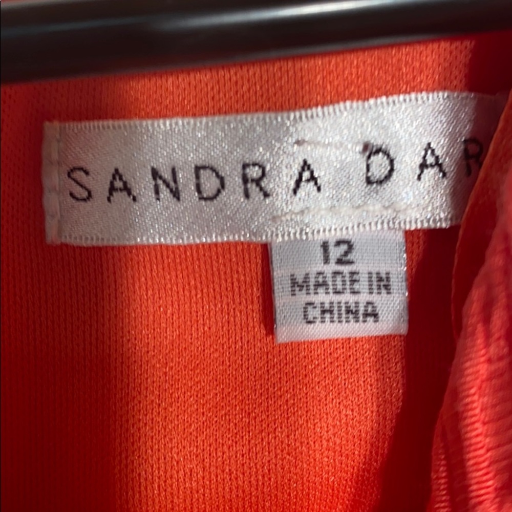 Sandra Darren NWT orange crinkle knit dress - Picture 3 of 6